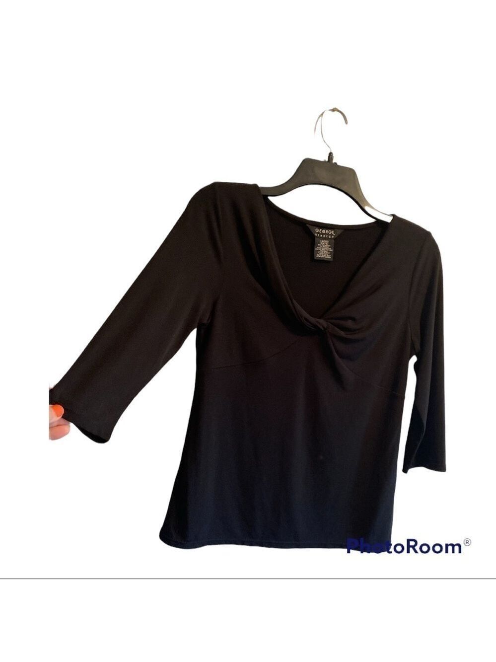 George Stretch Black Blouse, Size: Small 4-6, Polyester Spandex Mix